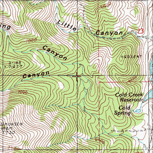 Topographic Map of North Spring Canyon, NV