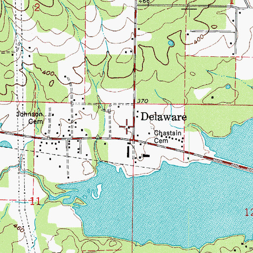 Topographic Map of Delaware Post Office, AR