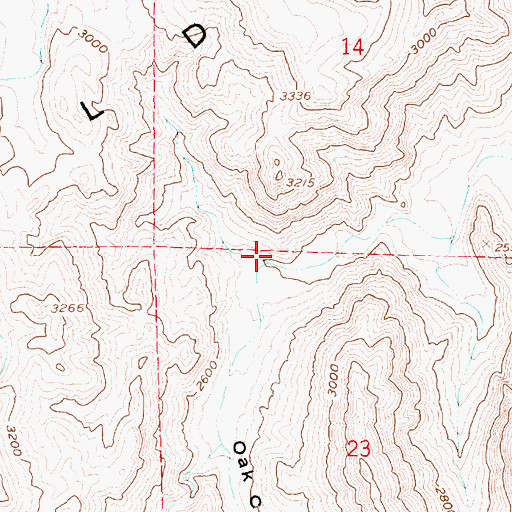 Topographic Map of Oak Creek Canyon, NV