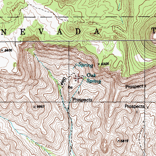 Topographic Map of Oak Spring, NV