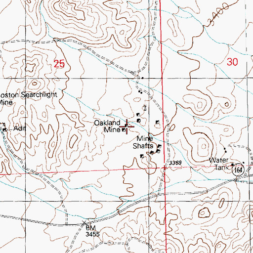 Topographic Map of Oakland Mine, NV