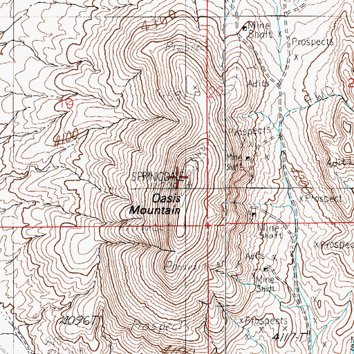 Topographic Map of Oasis Mountain, NV