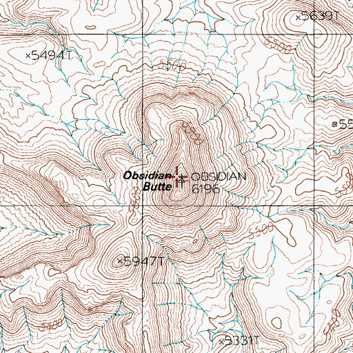 Topographic Map of Obsidian Butte, NV