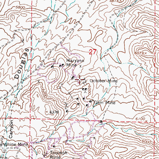 Topographic Map of October Mine, NV