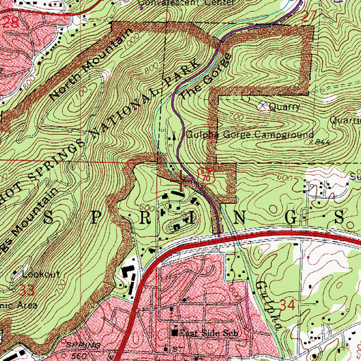 Topographic Map of Gulpha Gorge Picnic Grounds, AR
