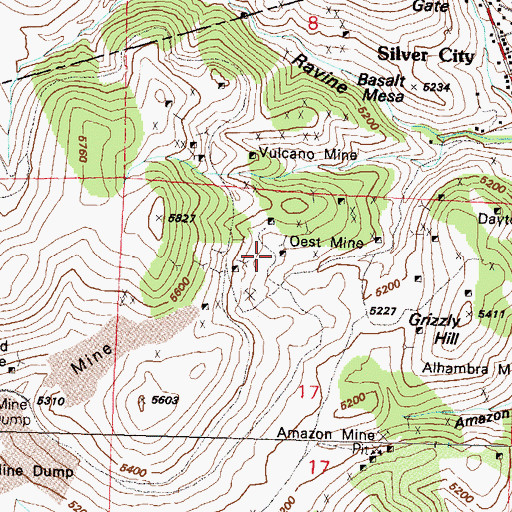 Topographic Map of Oest Mine, NV