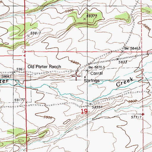 Topographic Map of Old Porter Ranch, NV