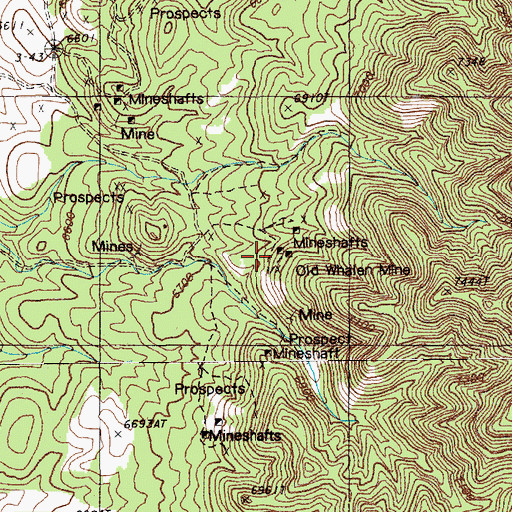Topographic Map of Old Whalen Mine, NV