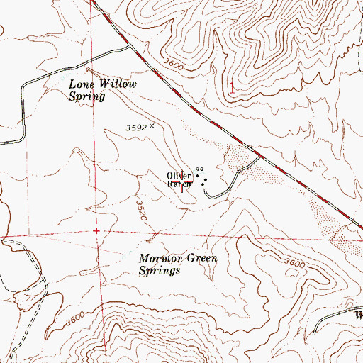 Topographic Map of Oliver Ranch, NV