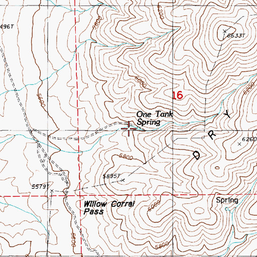 Topographic Map of One Tank Spring, NV