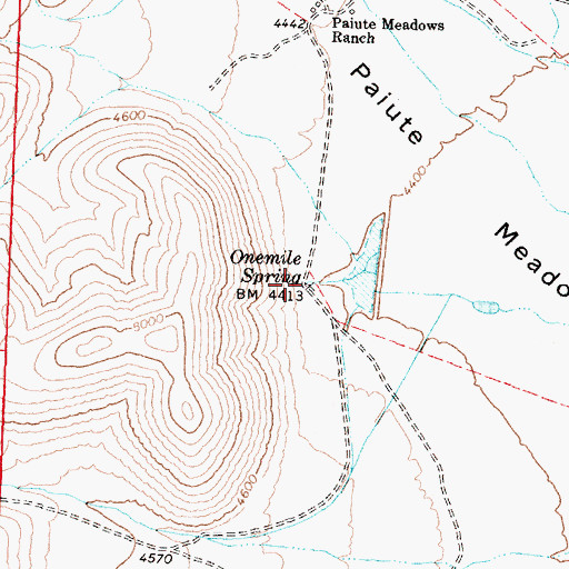 Topographic Map of Onemile Spring, NV