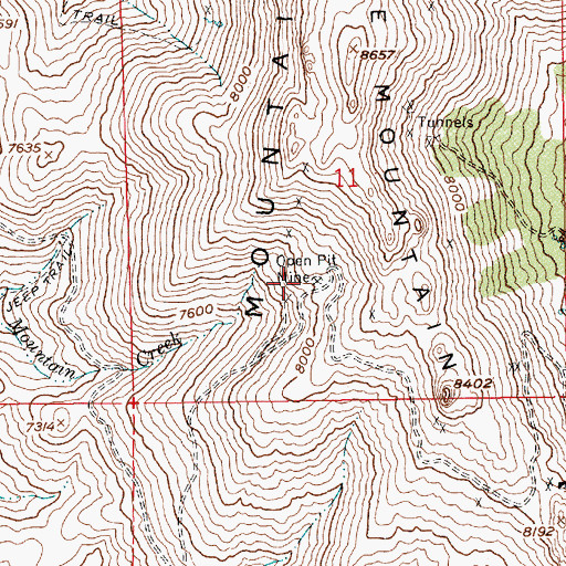 Topographic Map of Open Pit Mine, NV