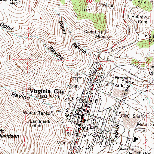 Topographic Map of Ophir Ravine, NV