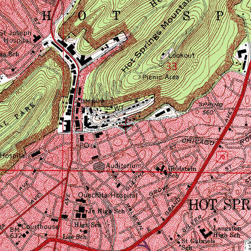 Topographic Map of Libby Memorial Physical Medical Center, AR
