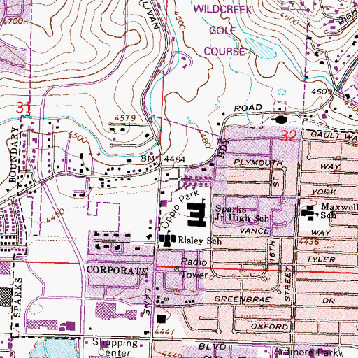 Topographic Map of Oppio Park, NV