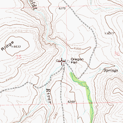 Topographic Map of Oregon Flat, NV