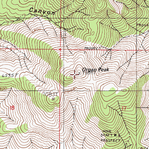 Topographic Map of Organ Peak, NV