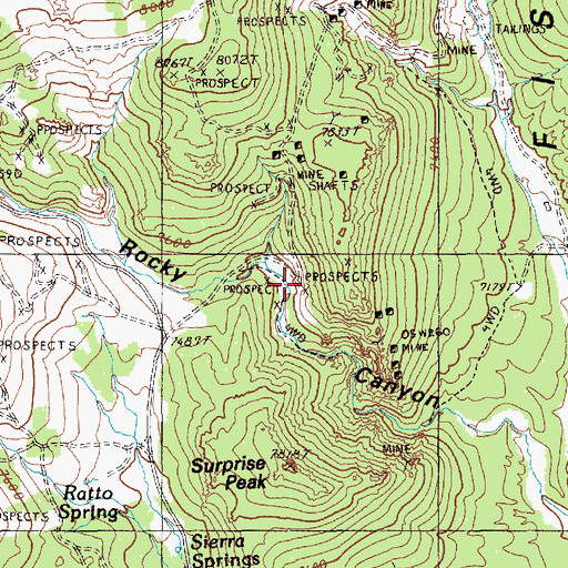 Topographic Map of Oswego Mine, NV