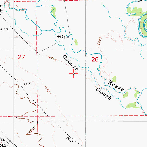 Topographic Map of Outside Slough, NV