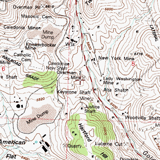 Topographic Map of Overman Two Mine, NV