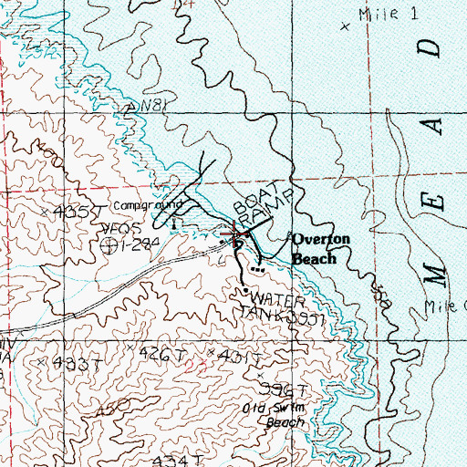 Topographic Map of Overton Beach, NV