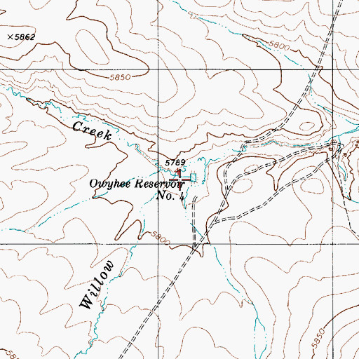 Topographic Map of Owyhee Reservoir Number Four, NV