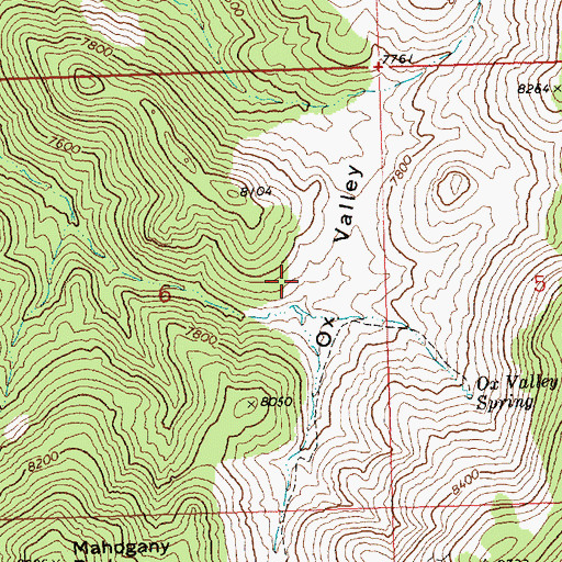 Topographic Map of Ox Valley, NV