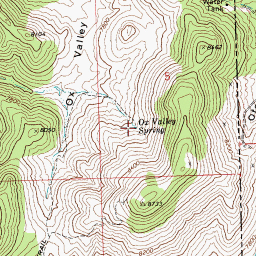 Topographic Map of Ox Valley Spring, NV