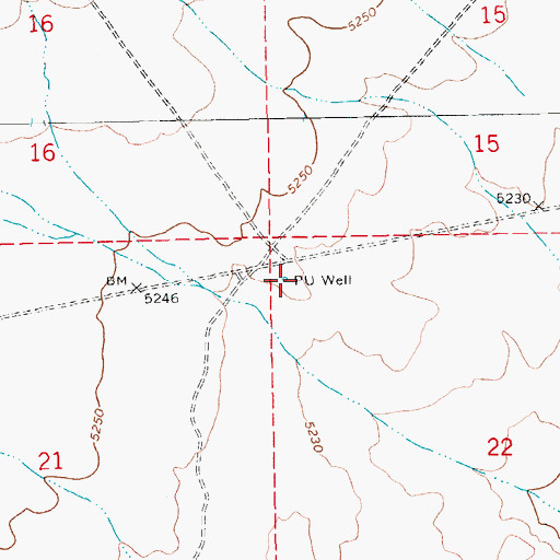 Topographic Map of PU Well, NV