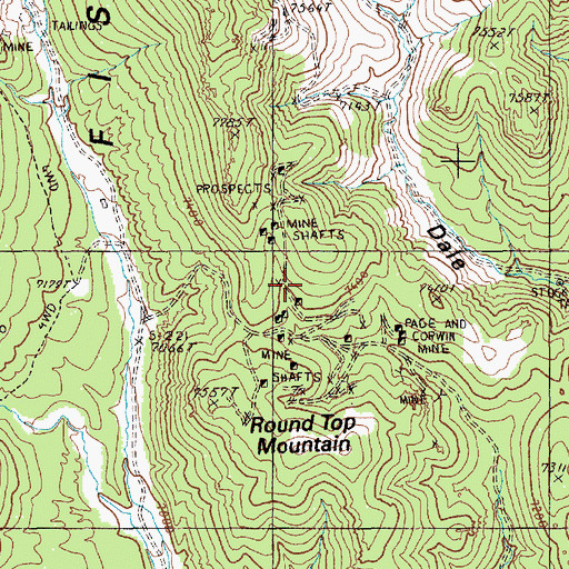 Topographic Map of Page and Corwin Mine, NV