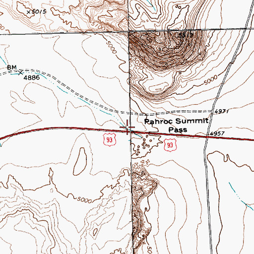 Topographic Map of Pahroc Summit Pass, NV