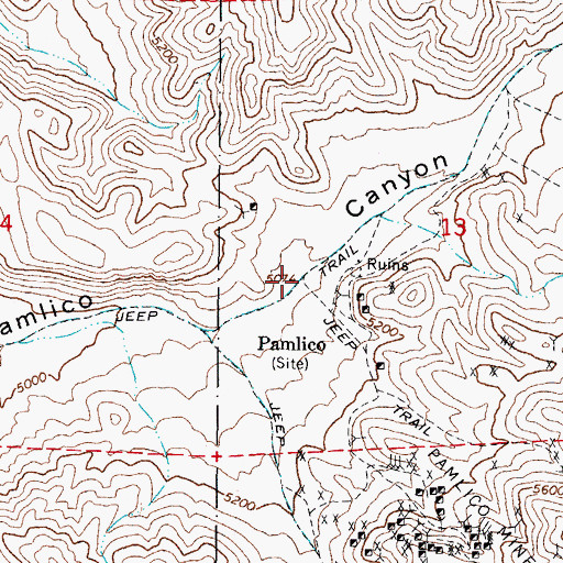 Topographic Map of Pamlico, NV