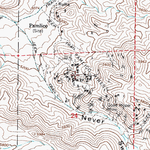 Topographic Map of Pamlico Mines, NV