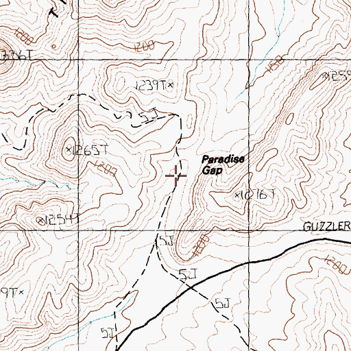 Topographic Map of Paradise Gap, NV