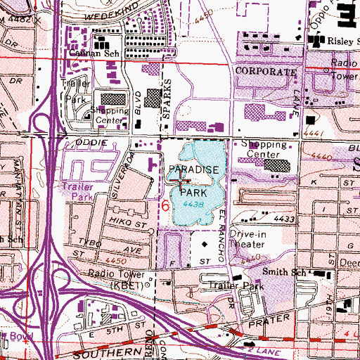 Topographic Map of Paradise Park, NV