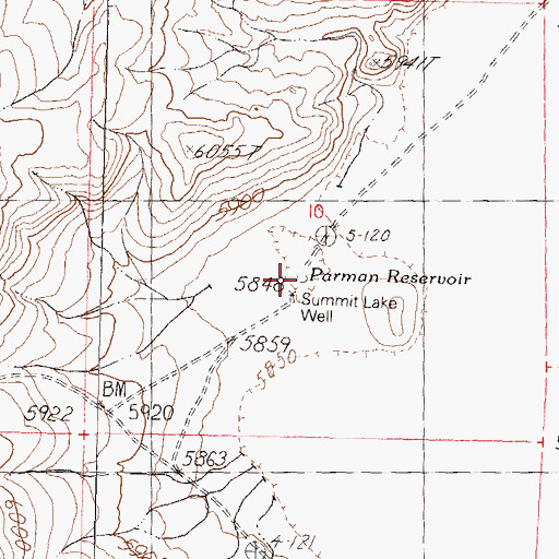 Topographic Map of Parman Reservoir, NV