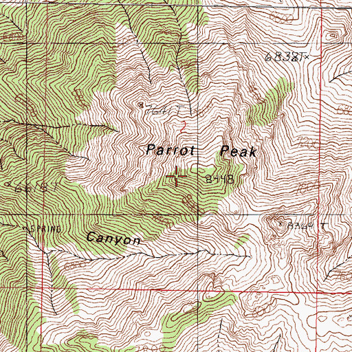 Topographic Map of Parrot Peak, NV