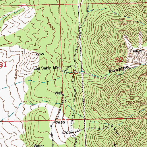 Topographic Map of Peaslee Canyon, NV
