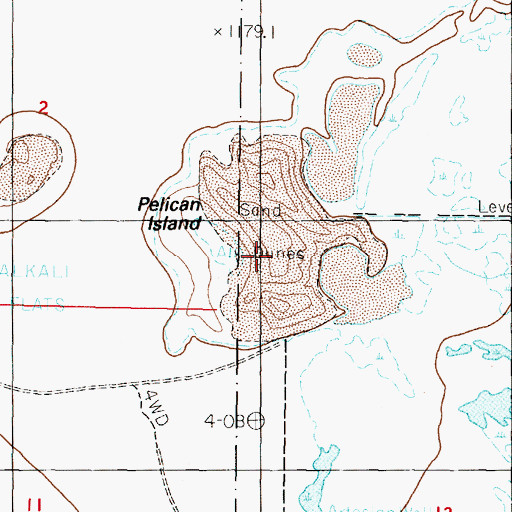 Topographic Map of Pelican Island, NV