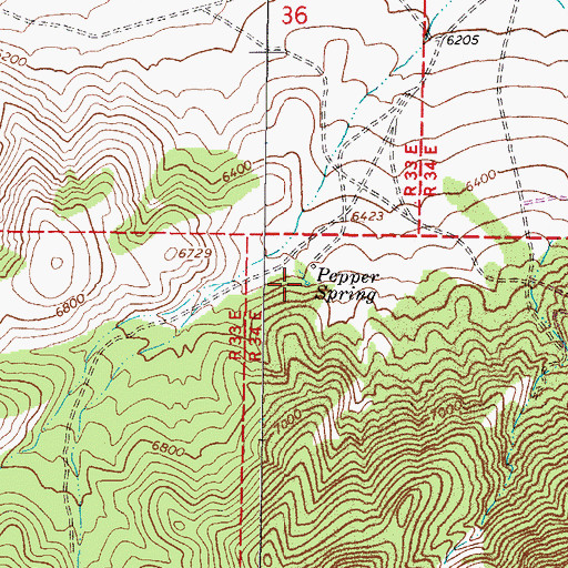 Topographic Map of Pepper Spring, NV