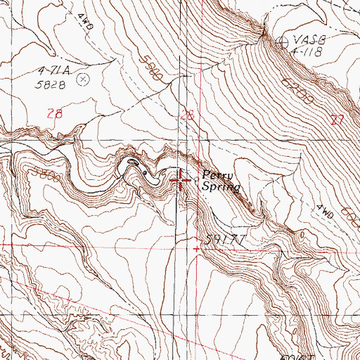 Topographic Map of Perry Spring, NV