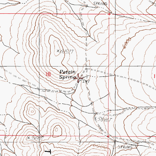 Topographic Map of Petain Spring, NV