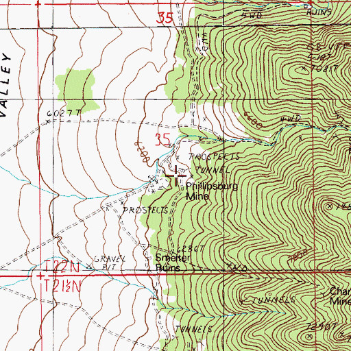 Topographic Map of Phillipsburg Mine, NV