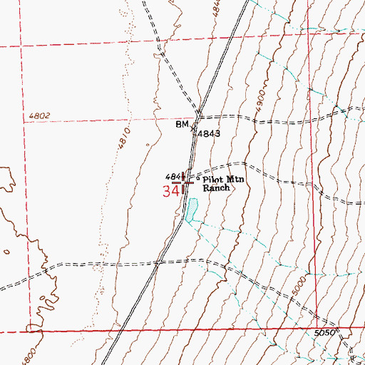 Topographic Map of Pilot Mountain Ranch, NV
