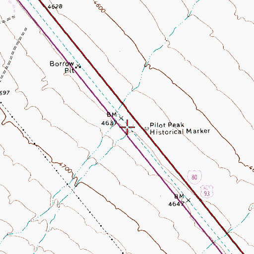 Topographic Map of Pilot Peak Historical Marker, NV