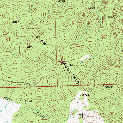 Topographic Map of Pine Mountain, NV