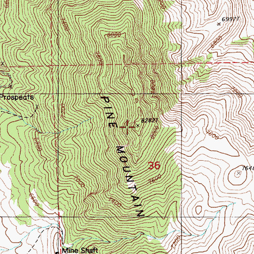 Topographic Map of Pine Mountain, NV