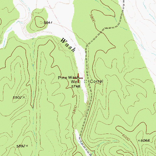 Topographic Map of Pine Wash Well, NV