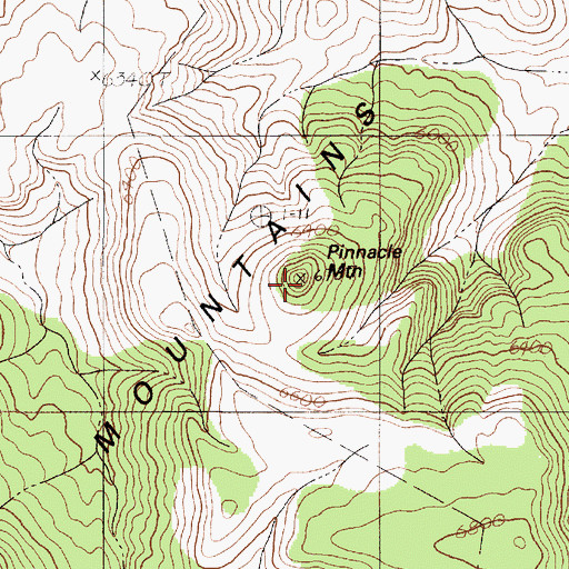Topographic Map of Pinnacle Mountain, NV