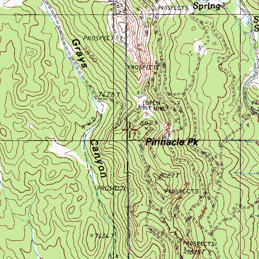 Topographic Map of Pinnacle Peak, NV